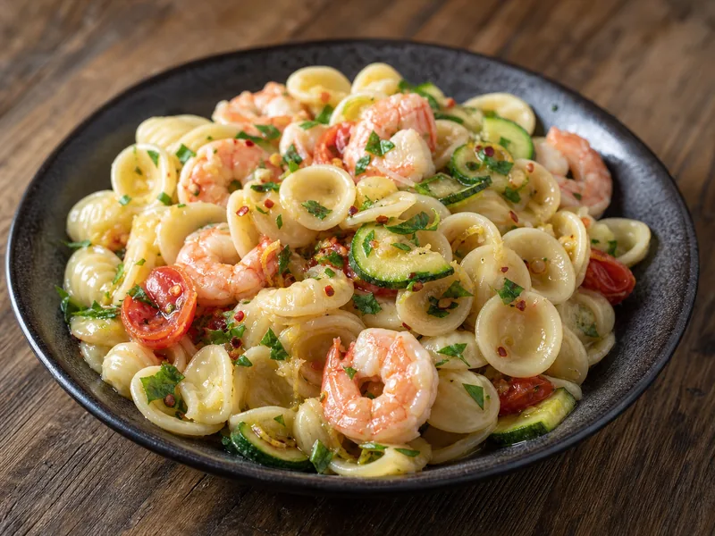 Danie Orecchiette z krewetkami