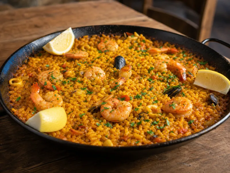 Danie Paella z krewetkami