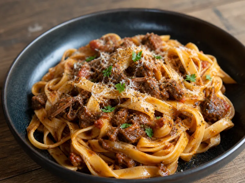 Danie Tagliatelle z wołowiną