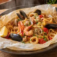 Danie Tagliatelle Frutti di Mare al Cartoccio