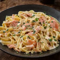Danie Tagliatelle z łososiem