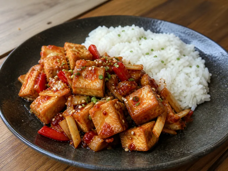 Danie Tofu w sosie słodko-ostrym